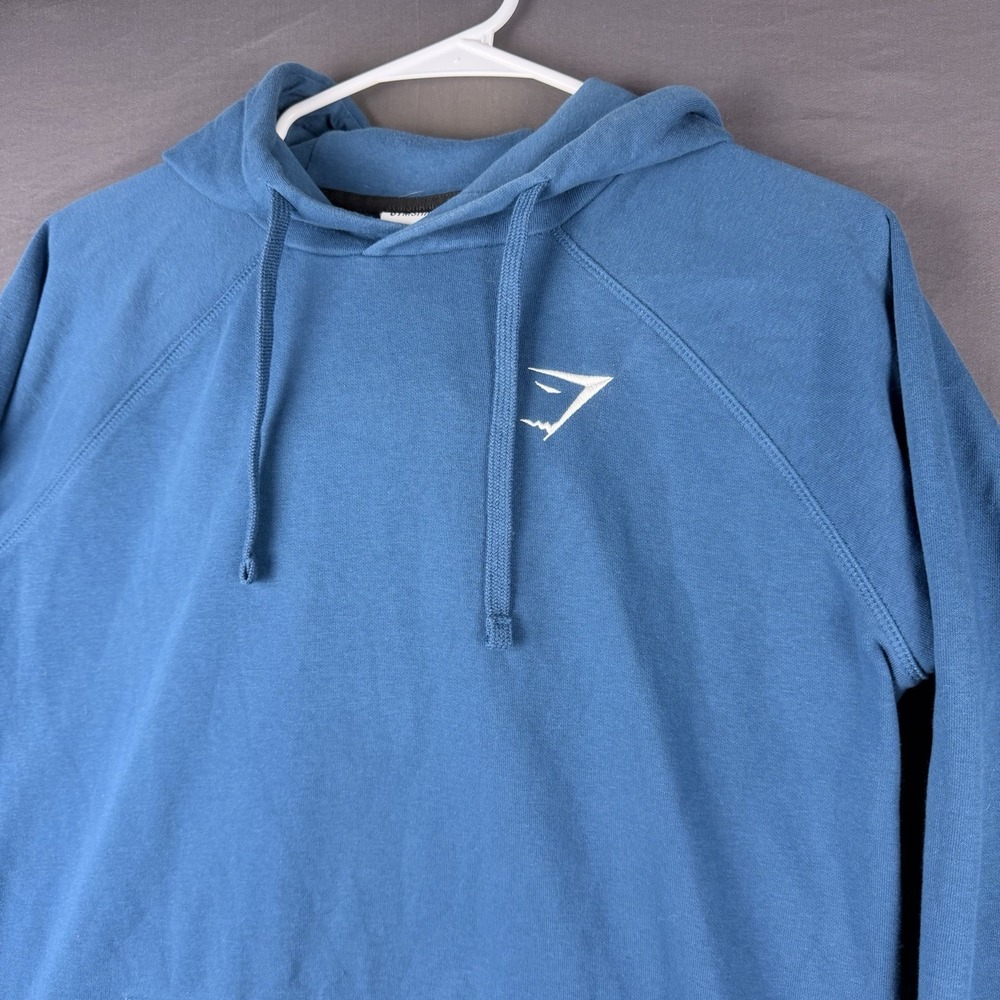 Gymshark Men's XS Blue Fleece Pullover Hoodie Logo Drawstring Pockets